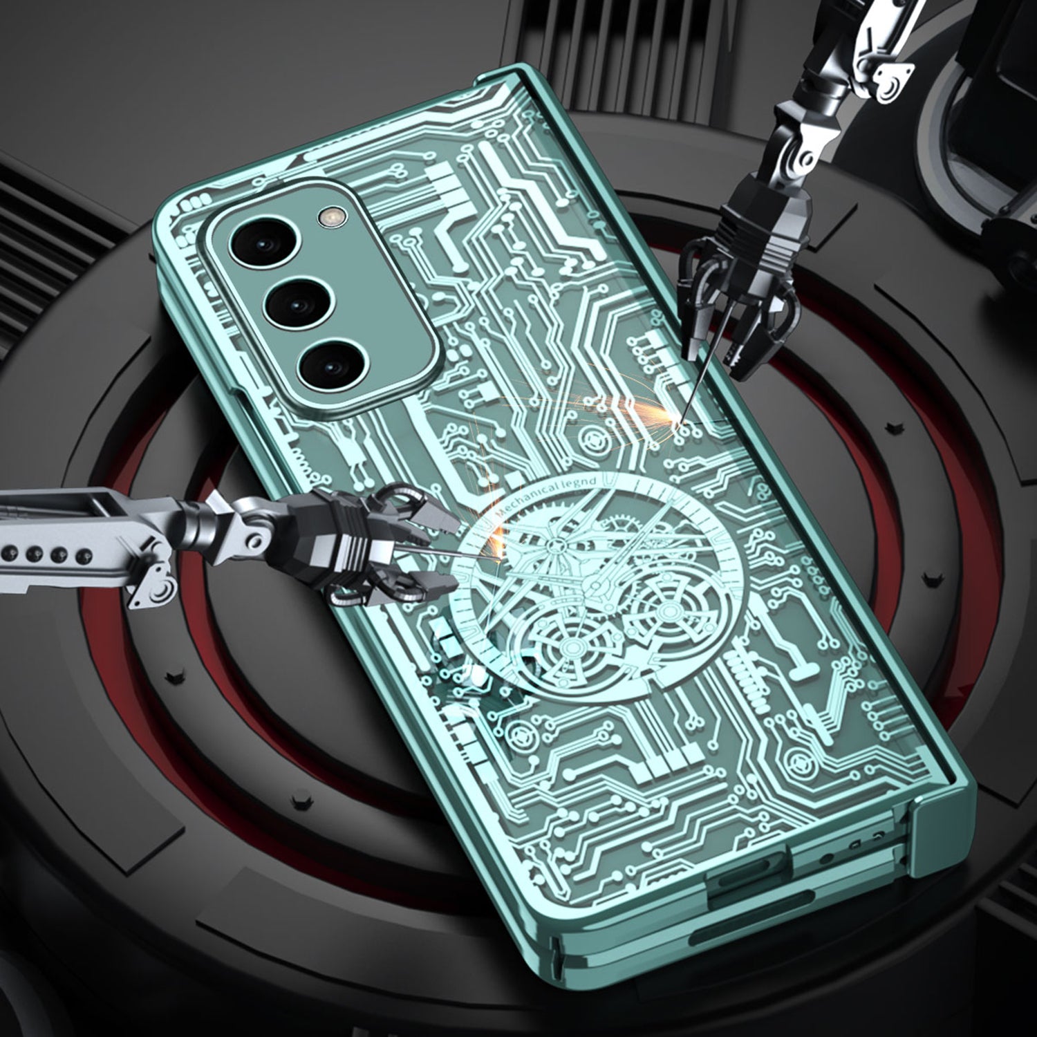 For Samsung Galaxy Z Fold2 5G Mechanical Legend Series Hinge Protection Phone Case Hard PC Electroplating Cover with Tempered Glass Film For Samsung Galaxy Z Fold2 5G Mechanical Legend Series Hinge Protection Phone Case Hard PC Electroplating Cover with Tempered Glass Film